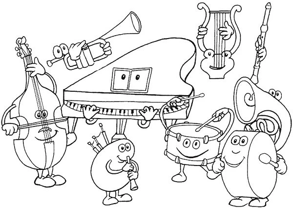 Музична розмальовка для дошкільників Розмальовка для дошкільників «Музичне рандеву»